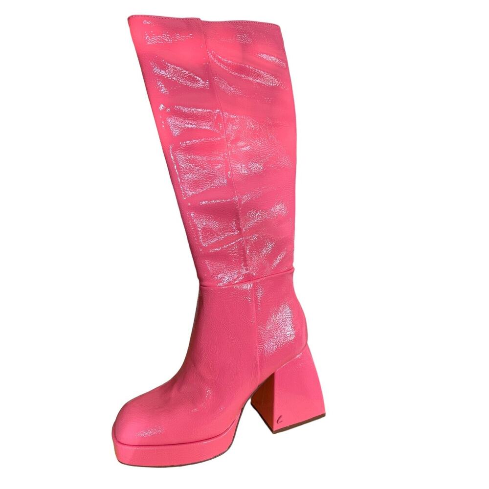 NEW Sam Edelman Boots Kylie Pink Patent Leather Knee High Platform Womens  6.5 - Picture 9 of 9